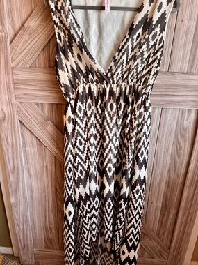 sweet pea dress brown and blue Sweet Pea Tied Shoulder Midi Dress Floral Blue